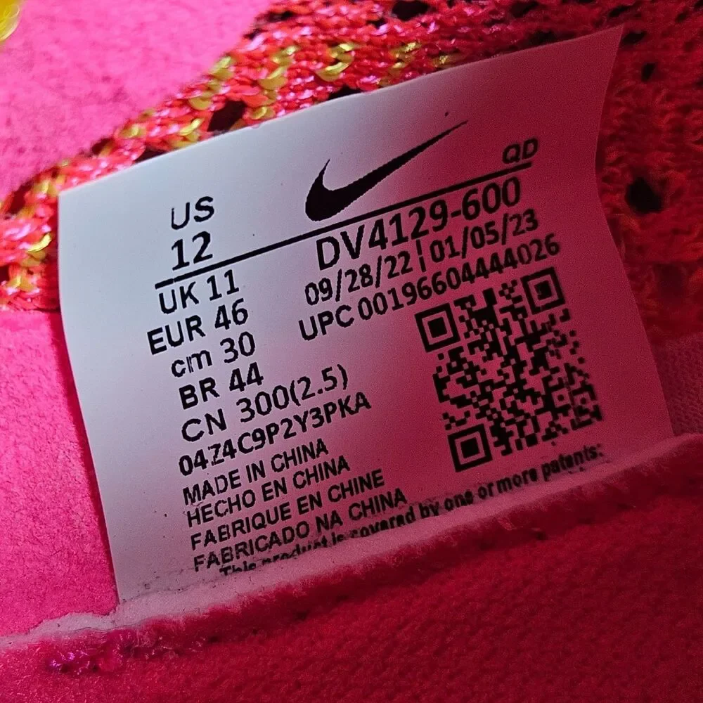 Nike ZoomX VaporFly Next% 3 Shoes Mens Size 12 Pink Athletic Running Sneakers